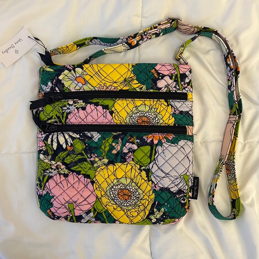 Vera Bradley Triple Zip Hipster Purse Bag Bloom Boom pattern NWT